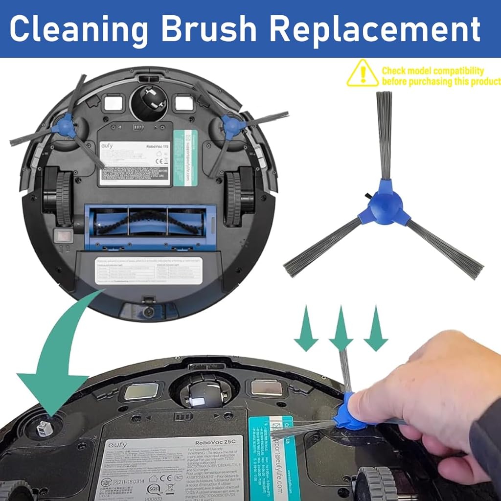 Verilux® 8PCS Replacement Side Brushes for Floor Sweeper EUFY 11S RoboVac 30 MAX 15C Universal Vacuum Cleaner Robot Accessories Verilux® 8PCS Replacement Side Brushes for Floor Sweeper EUFY 11S RoboVac 30 MAX 15C Universal Vacuum Cleaner Robot Accessories